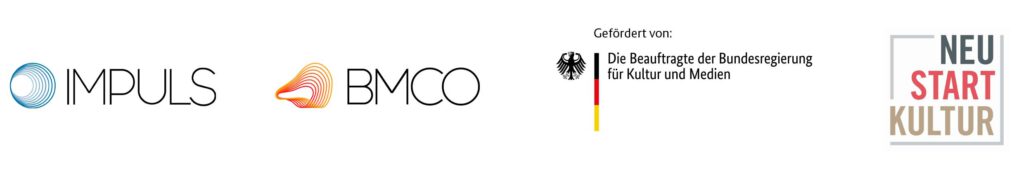 Logos IMPULS, Bundesmusikverband Chor & Orchester e.V, Förderprogramm Neustart Kultur & der Beauftragten der Bundesregierung für Kultur und Medien.